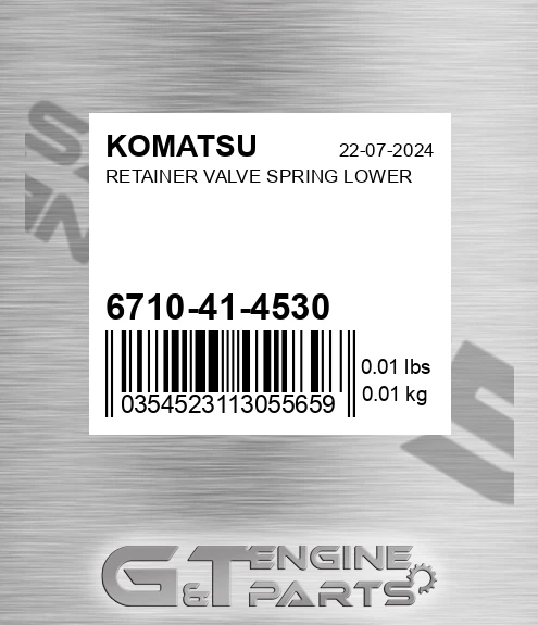 6710-41-4530 Retainer Valve Spring Lower for KOMATSU