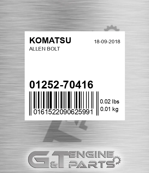 01252-70416 Allen Bolt for KOMATSU