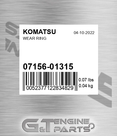 07156-01315 Wear Ring for KOMATSU