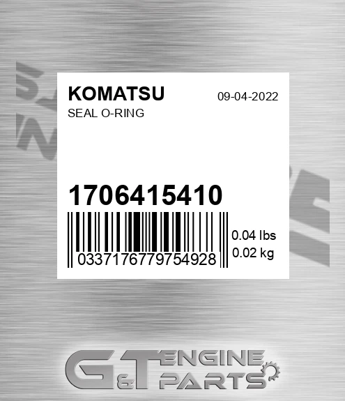 170-64-15410 Seal O-ring for KOMATSU