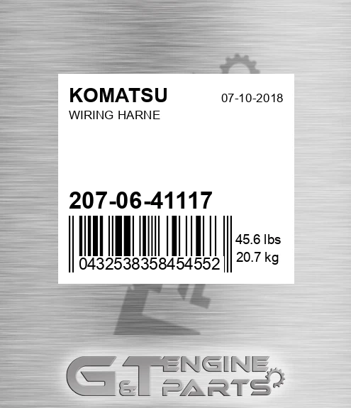 207-06-41117 Wiring Harne for KOMATSU