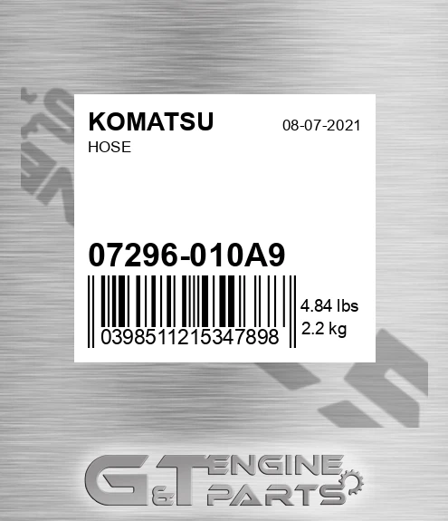 07296-010A9 Hose for KOMATSU