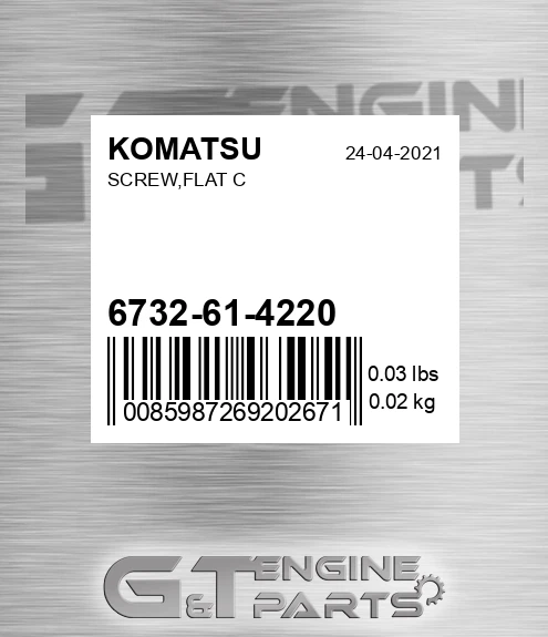 6732-61-4220 Screw,flat C for KOMATSU