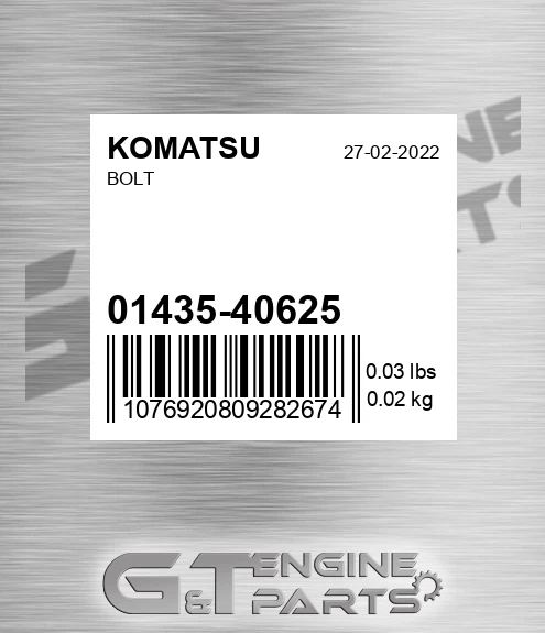 01435-40625 Bolt for KOMATSU
