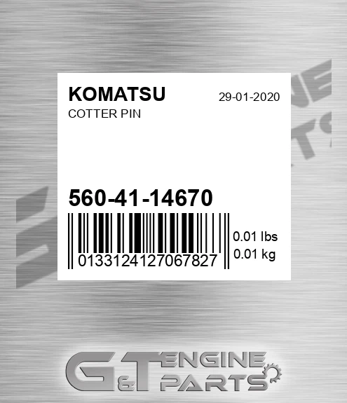 560-41-14670 Cotter Pin for KOMATSU