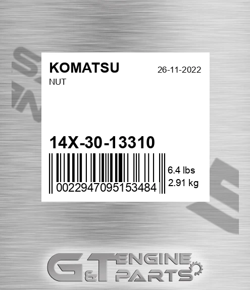 14X-30-13310 Nut for KOMATSU