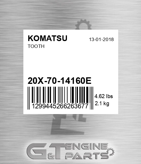 20X-70-14160E Tooth for KOMATSU