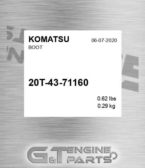 20T-43-71160 Boot for KOMATSU