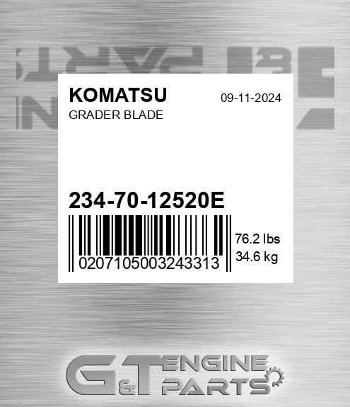 234-70-12520E Grader Blade for KOMATSU