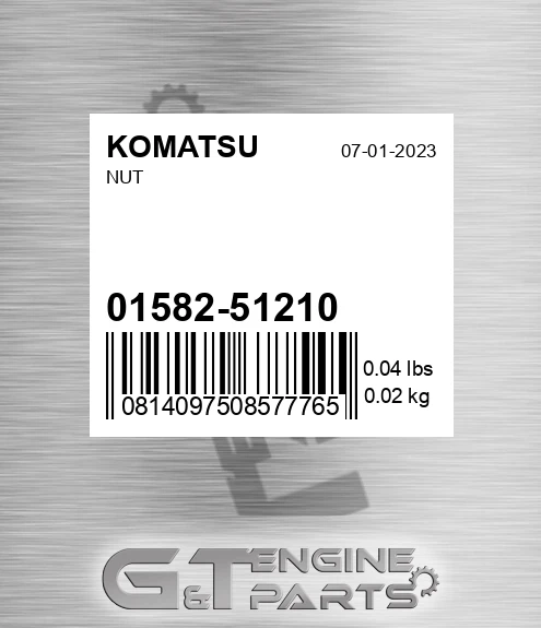01582-51210 Nut for KOMATSU