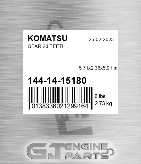 144-14-15180 Gear 23 Teeth for KOMATSU