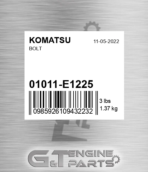 01011-E1225 Bolt for KOMATSU