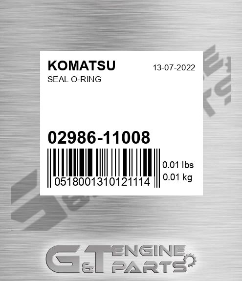 02986-11008 Seal O-ring for KOMATSU