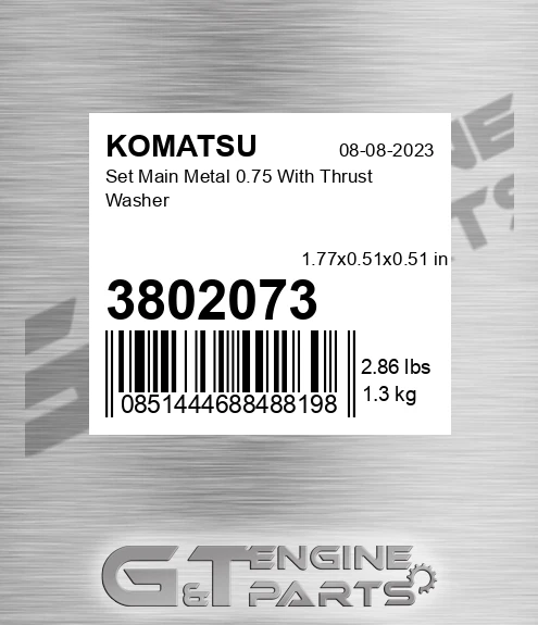 3802073 KOMATSU Set Main Metal 0.75 With Thrust Washer