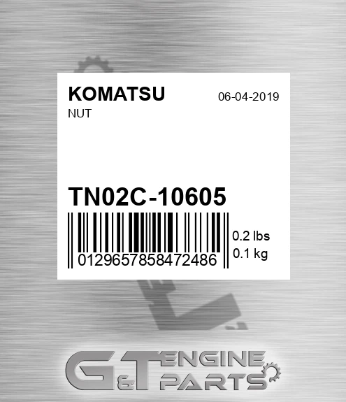 TN02C-10605 Nut for KOMATSU