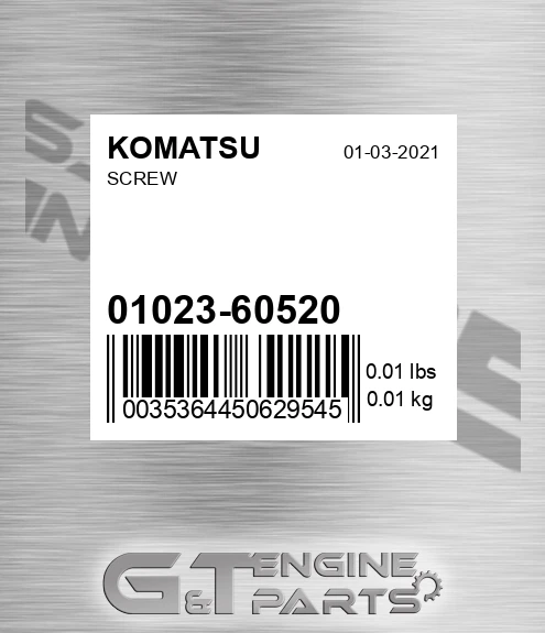 01023-60520 Screw for KOMATSU