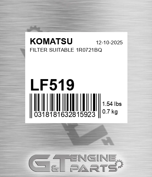 LF519 Filter Suitable 1r0721bq