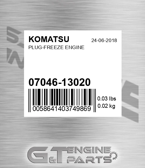 07046-13020 Plug-freeze Engine for KOMATSU
