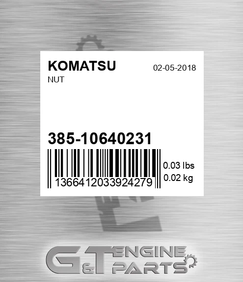 38510640231 Nut for KOMATSU