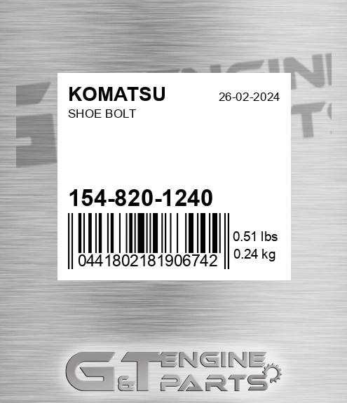 154-820-1240 Shoe Bolt for KOMATSU