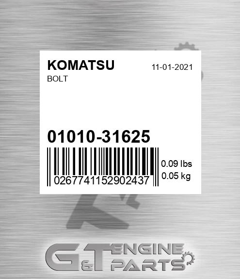 01010-31625 Bolt for KOMATSU