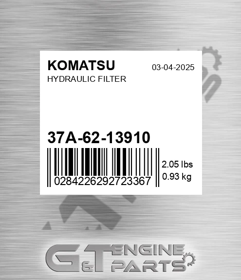 37A-62-13910 Hydraulic Filter for KOMATSU
