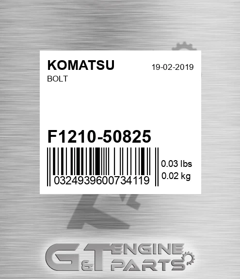 F1210-50825 Bolt for KOMATSU