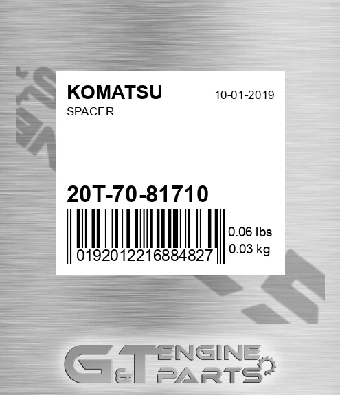 20T-70-81710 Spacer for KOMATSU