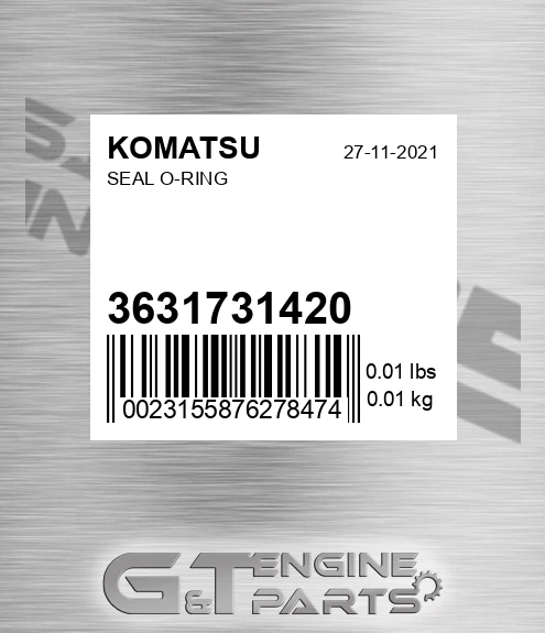 363-17-31420 Seal O-ring for KOMATSU