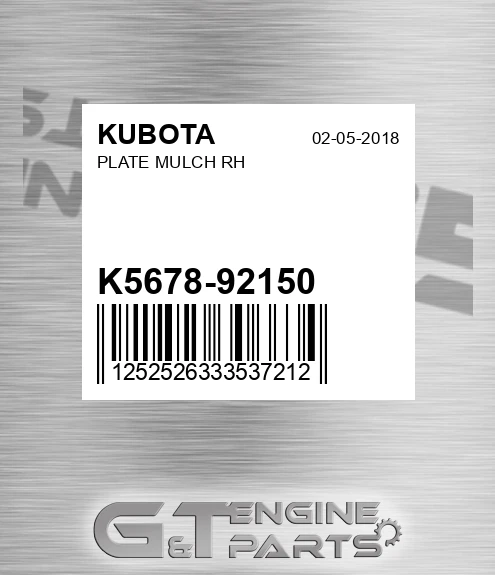 K5678-92150 Plate Mulch Rh