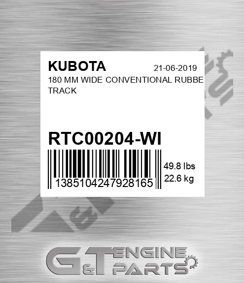 RTC00204-WI 180 Mm Wide Conventional Rubber Track