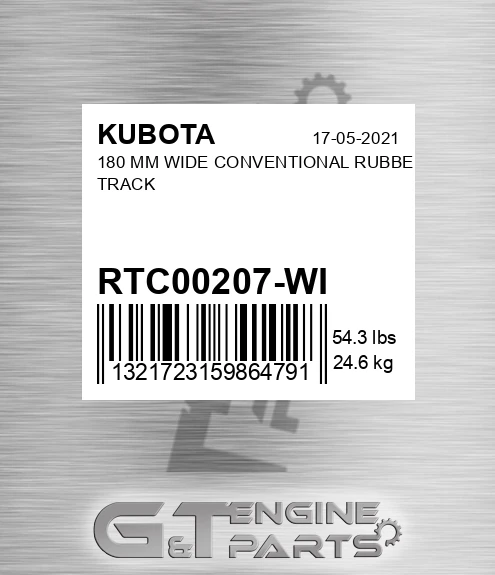 RTC00207-WI 180 Mm Wide Conventional Rubber Track