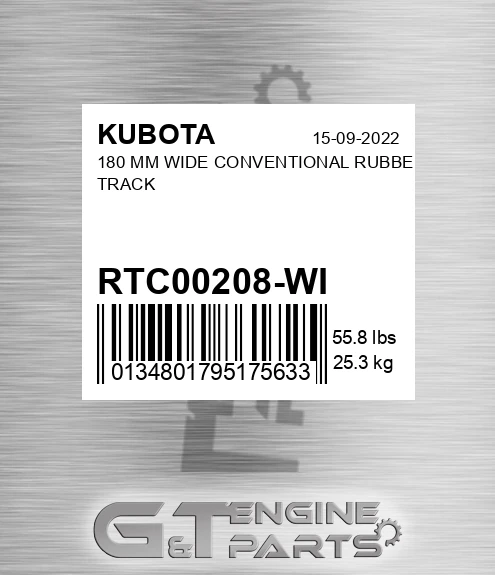 RTC00208-WI 180 Mm Wide Conventional Rubber Track