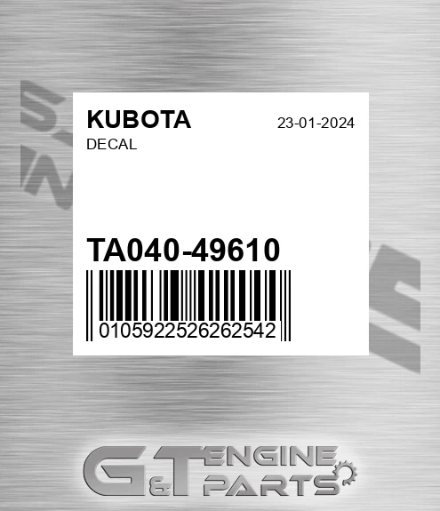TA040-49610 Decal for KUBOTA