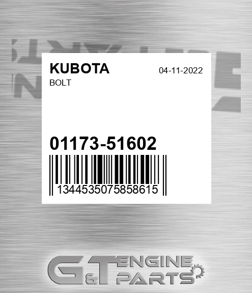 01173-51602 Bolt for KUBOTA