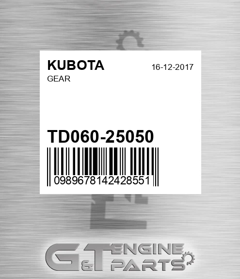 TD060-25050 Gear for KUBOTA