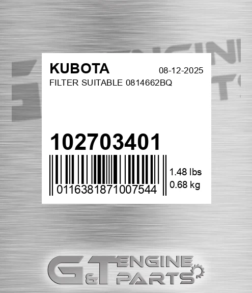 102703401 Filter Suitable 0814662bq for KUBOTA