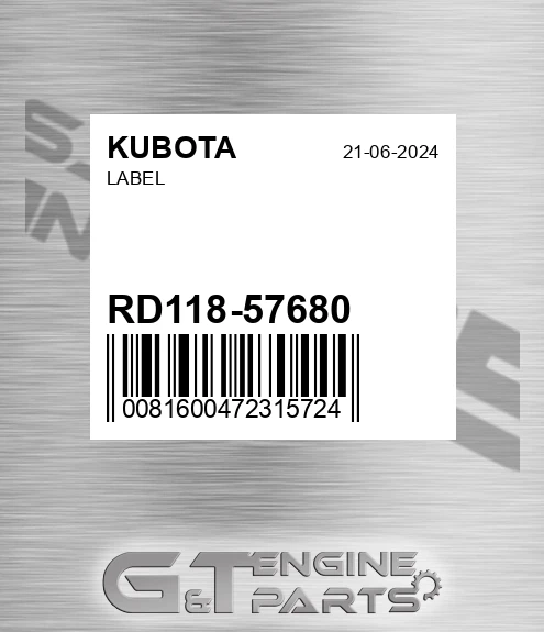 RD118-57680 Label for KUBOTA