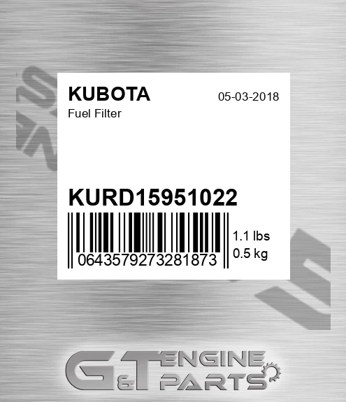 KURD15951022 Fuel Filter for KUBOTA
