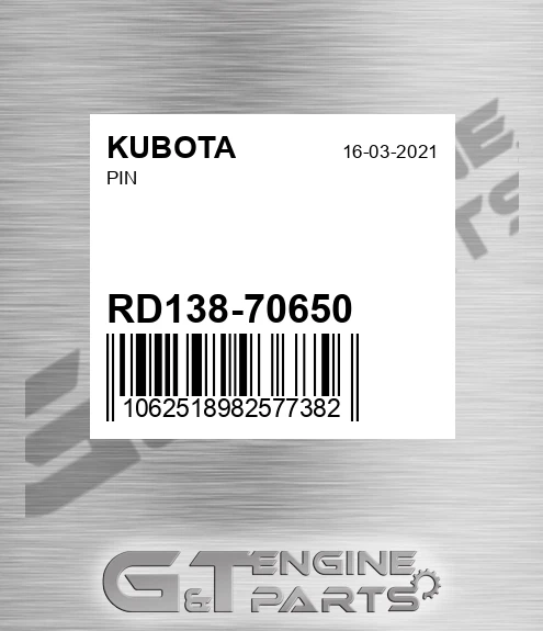 RD138-70650 Pin for KUBOTA
