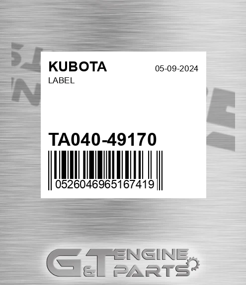 TA040-49170 Label for KUBOTA
