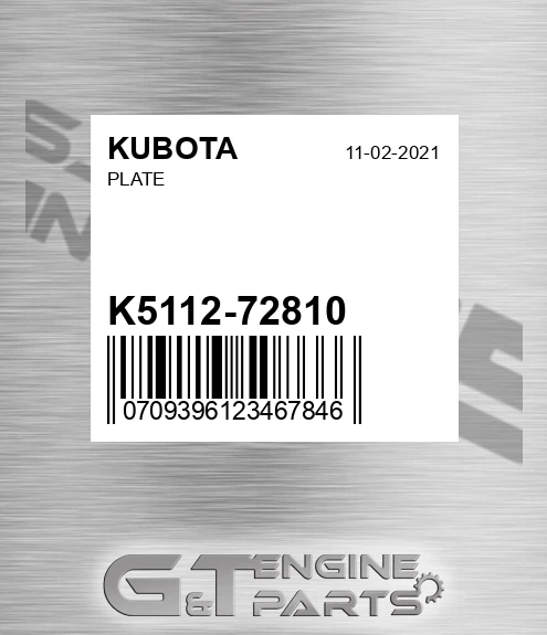 K5112-72810 Plate for KUBOTA