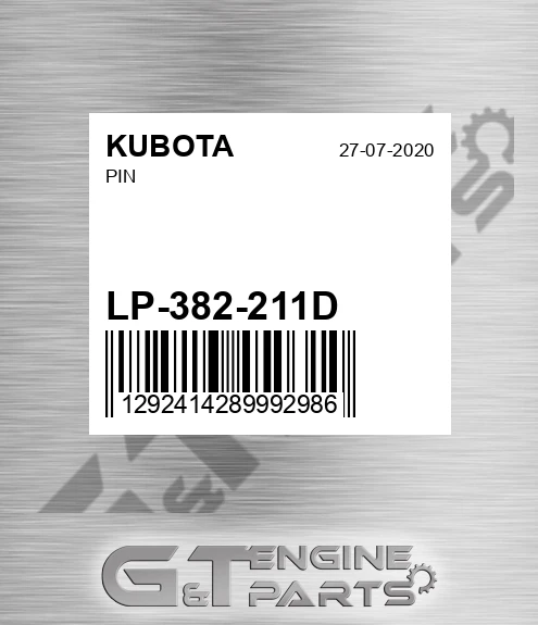 LP-382-211D Pin for KUBOTA