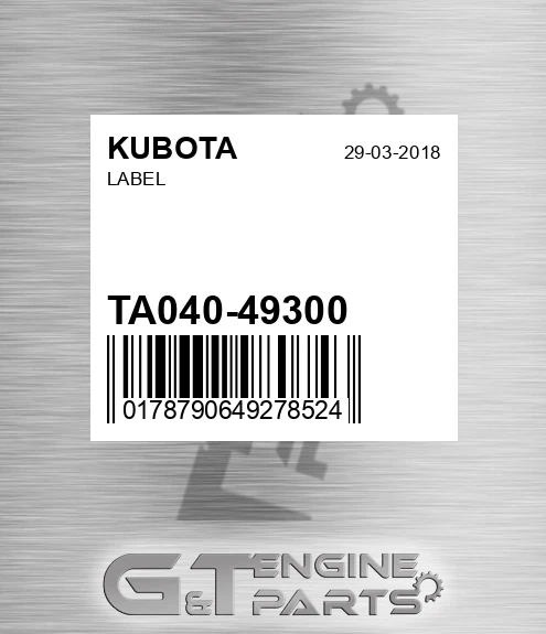 TA040-49300 Label for KUBOTA