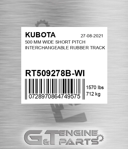 RT509278B-WI 500 Mm Wide Short Pitch Interchangeable Rubber Track