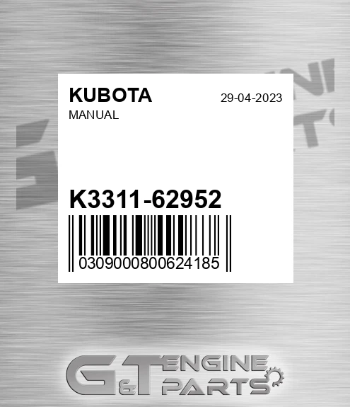 K3311-62952 Manual for KUBOTA