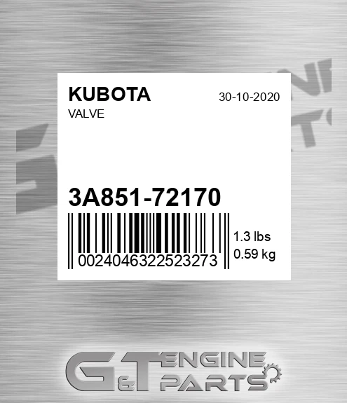 3A851-72170 Valve