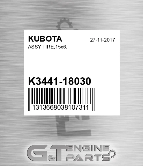 K3441-18030 Assy Tire,15x6. for KUBOTA