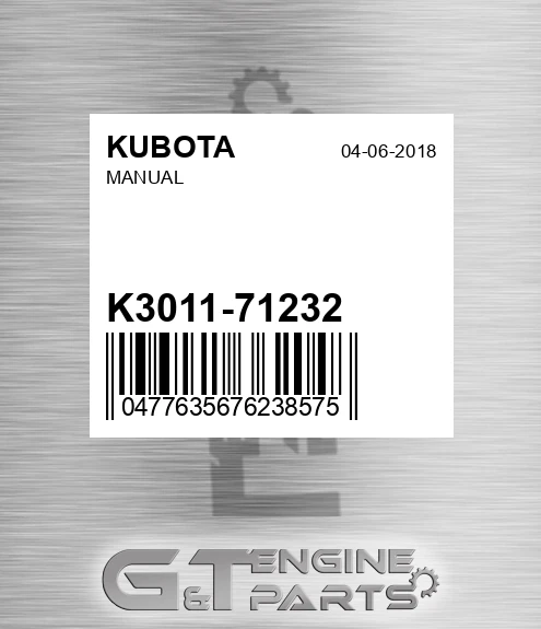 K3011-71232 Manual for KUBOTA