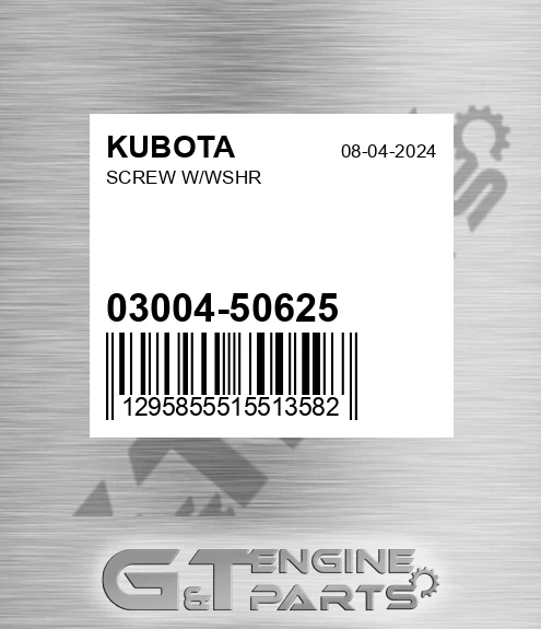 03004-50625 Screw W/wshr for KUBOTA